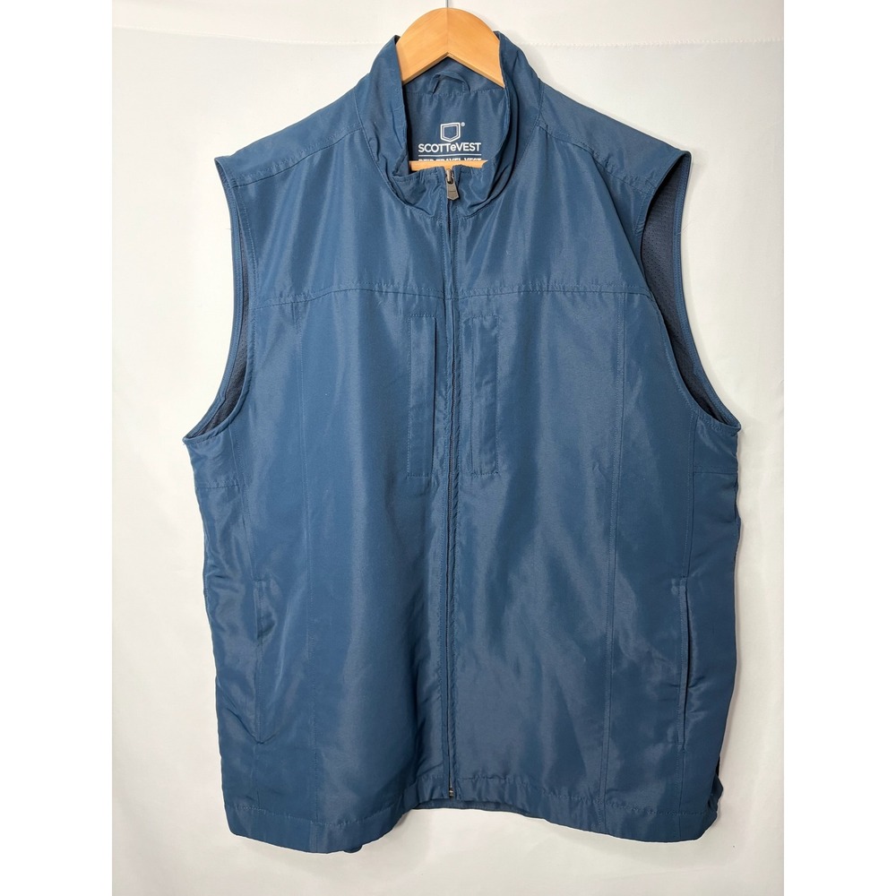 SCOTTeVEST RFID Travel Vest Men XL Blue Multi-Pocket Tech Utility Jacket TEC